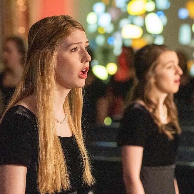 Choral students performing in chapel